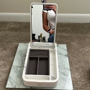 Better Homes & Gardens Resin Mirrored Lid Jewelry Organizer in White Marble